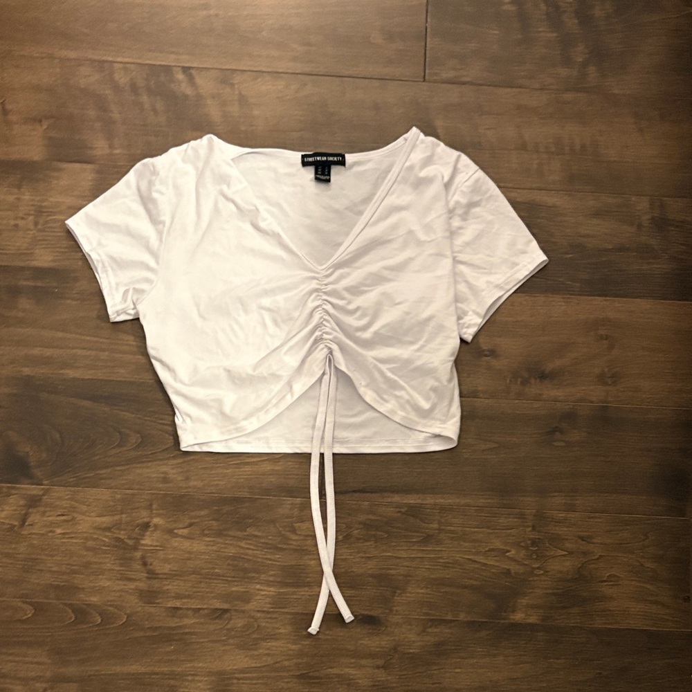 Chic Gathered White Crop Top